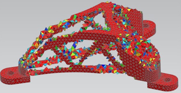 مدل سه بعدی پس از حذف مواد اضافی با استفاده از روش بهینه سازی توپولوژی