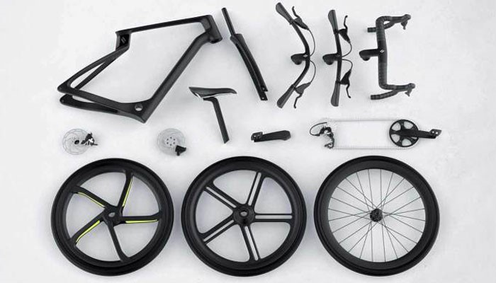 اجزای دوچرخه فیبر کربنی پرینت سه بعدی شده